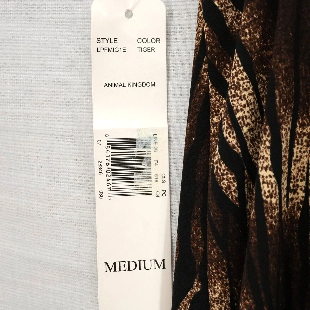 Lucy Pereda Skirt Womens Medium Animal Print Stretch Knit Long Slit Brown New